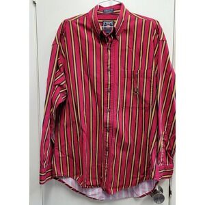 VTG Chaps Ralph lauren‎ shirt Long Sleeve Men's Red Yellow Strips Size Large